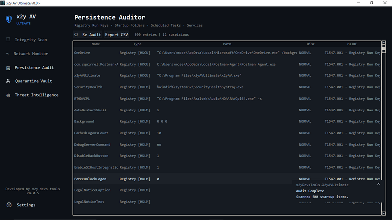 x2y AV Ultimate Persistence Auditor