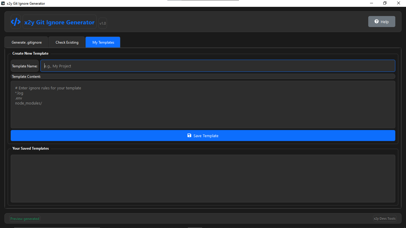 x2y GitIgnore Generator - My Templates